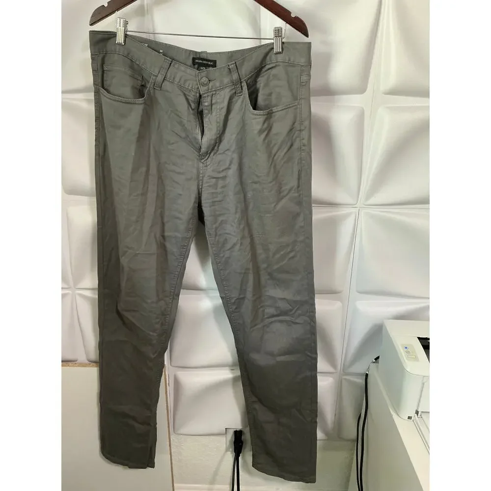 NWOT Banana Republic Gray 5-Pocket Twill Stretch Chino Pants Men's Size 36x34